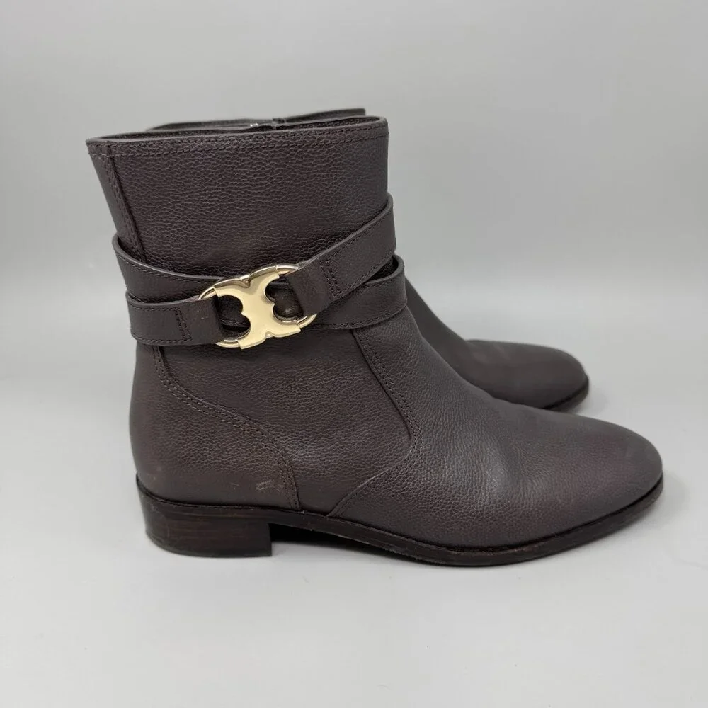Tory Burch Brown Leather Gemini Link Women’s Ankle Boots Size 9M